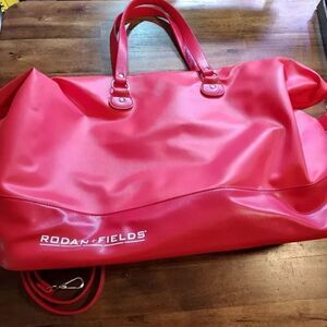Rodan + Fields Faux Leather large Red Tote Beach carry beach shoulder Bag marks